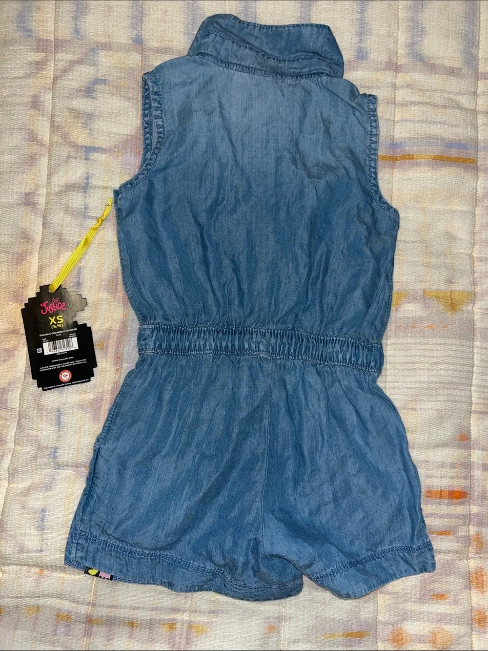 PACMAN collection Light Blue Denim Romper Justice Girls'